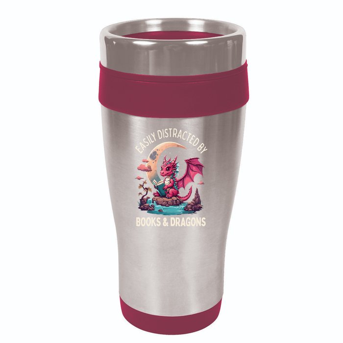 Easily distracted by books and dragons kawaii dragon reader 16oz Travel Tumbler