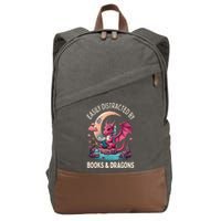 Easily distracted by books and dragons kawaii dragon reader Cotton Canvas Backpack