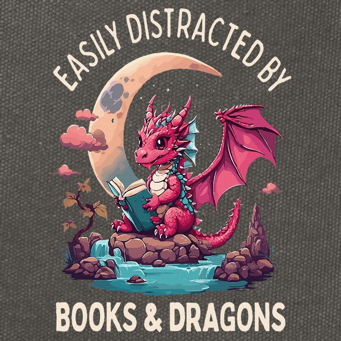 Easily distracted by books and dragons kawaii dragon reader Cotton Canvas Backpack
