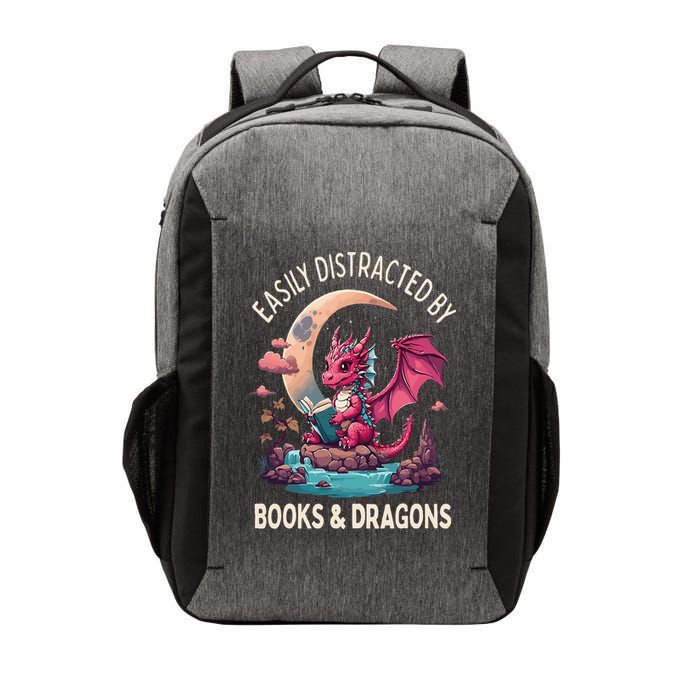 Easily distracted by books and dragons kawaii dragon reader Vector Backpack