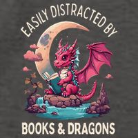Easily distracted by books and dragons kawaii dragon reader Vector Backpack