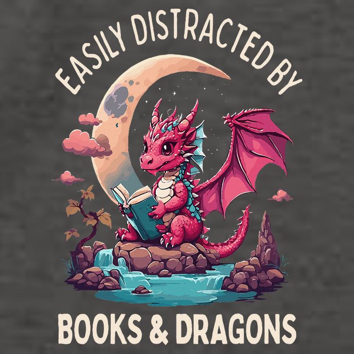 Easily distracted by books and dragons kawaii dragon reader Vector Backpack