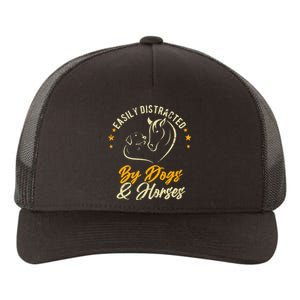 Easily Distracted By Dogs And Horses Dog Mom Horse Mom Yupoong Adult 5-Panel Trucker Hat