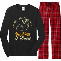 Easily Distracted By Dogs And Horses Dog Mom Horse Mom Long Sleeve Pajama Set