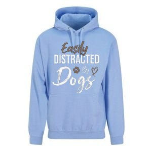 Easily Distracted By Dogs Funny Saying Pet Lover Dog Mom Unisex Surf Hoodie