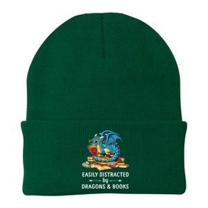 Easily Distracted By Dragons And Books Nerd Dragon Knit Cap Winter Beanie