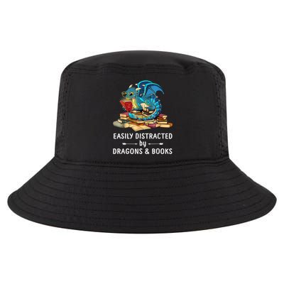 Easily Distracted By Dragons And Books Nerd Dragon Cool Comfort Performance Bucket Hat