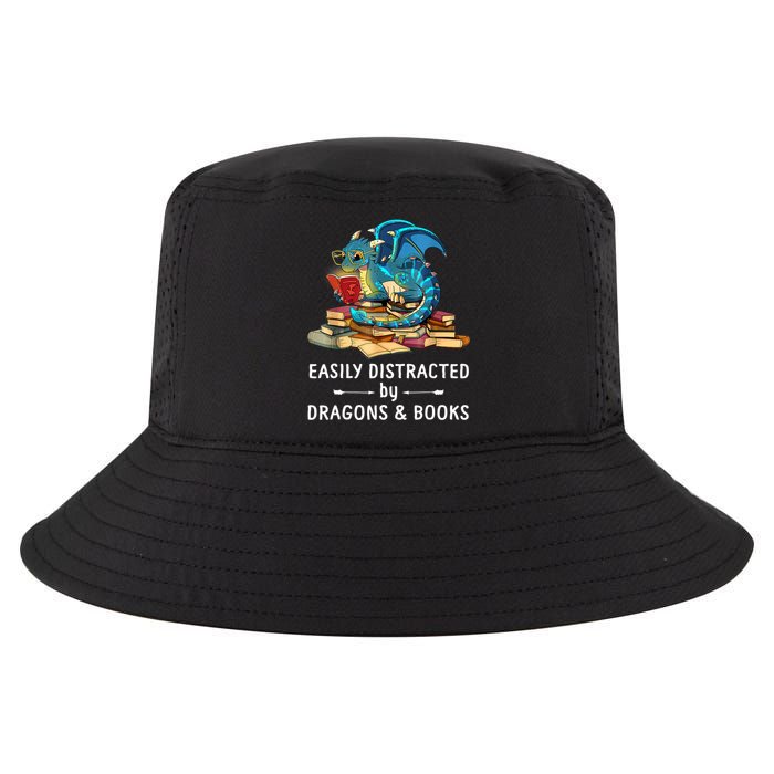 Easily Distracted By Dragons And Books Nerd Dragon Cool Comfort Performance Bucket Hat