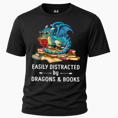 Easily Distracted By Dragons And Books Nerd Dragon Performance Shirt