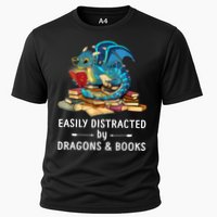 Easily Distracted By Dragons And Books Nerd Dragon Cooling Performance Crew T-Shirt