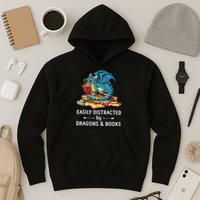 Easily Distracted By Dragons And Books Nerd Dragon Hoodie
