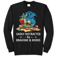 Easily Distracted By Dragons And Books Nerd Dragon Sweatshirt