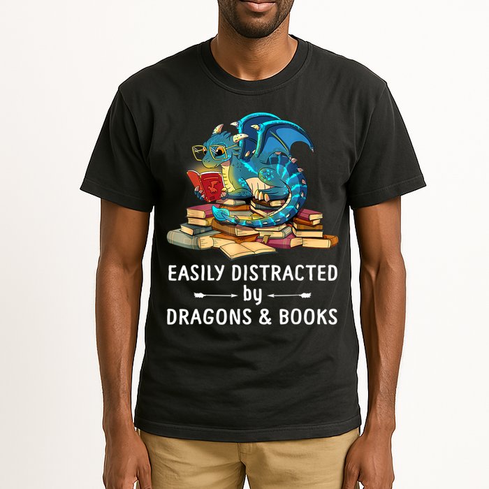 Easily Distracted By Dragons And Books Nerd Dragon Tall T-Shirt