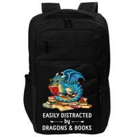 Easily Distracted By Dragons And Books Nerd Dragon Impact Tech Backpack
