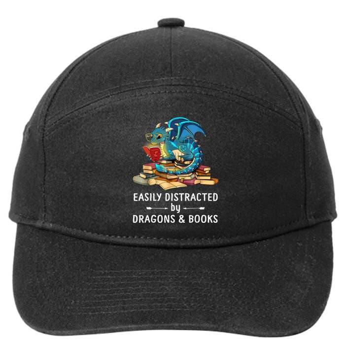 Easily Distracted By Dragons And Books Nerd Dragon 7-Panel Snapback Hat