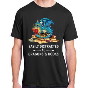 Easily Distracted By Dragons And Books Nerd Dragon Adult ChromaSoft Performance T-Shirt