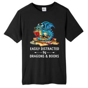 Easily Distracted By Dragons And Books Nerd Dragon Tall Fusion ChromaSoft Performance T-Shirt