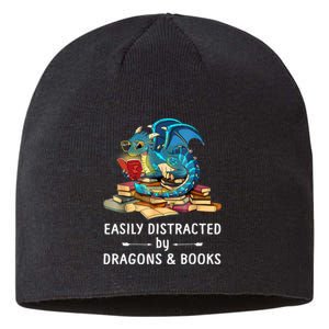 Easily Distracted By Dragons And Books Nerd Dragon Sustainable Beanie