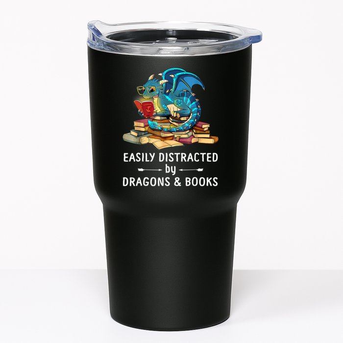 Easily Distracted By Dragons And Books Nerd Dragon Tumbler