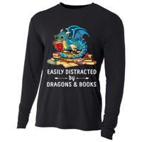 Easily Distracted By Dragons And Books Nerd Dragon Cooling Performance Long Sleeve Crew