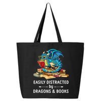 Easily Distracted By Dragons And Books Nerd Dragon 25L Jumbo Tote