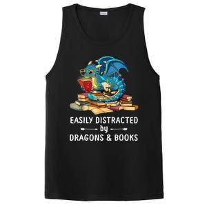 Easily Distracted By Dragons And Books Nerd Dragon PosiCharge Competitor Tank