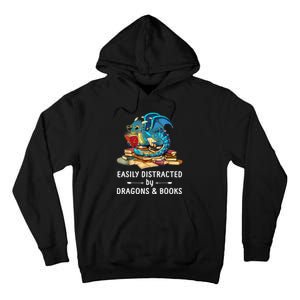 Easily Distracted By Dragons And Books Nerd Dragon Tall Hoodie