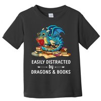 Easily Distracted By Dragons And Books Nerd Dragon Toddler T-Shirt