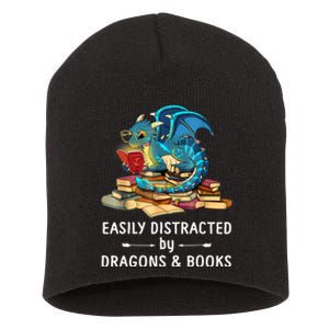 Easily Distracted By Dragons And Books Nerd Dragon Short Acrylic Beanie