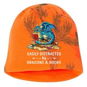 Easily Distracted By Dragons And Books Nerd Dragon Kati - Camo Knit Beanie