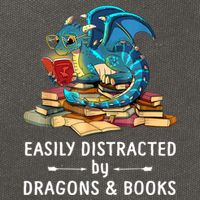 Easily Distracted By Dragons And Books Nerd Dragon Cotton Canvas Backpack