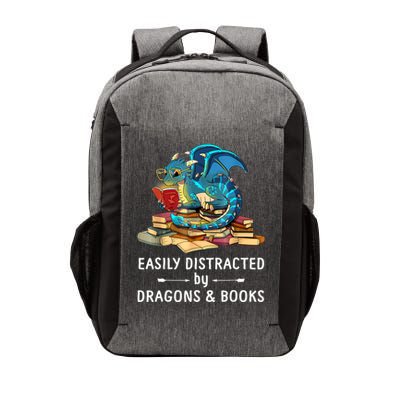 Easily Distracted By Dragons And Books Nerd Dragon Vector Backpack