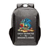 Easily Distracted By Dragons And Books Nerd Dragon Vector Backpack