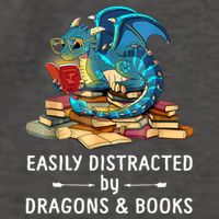 Easily Distracted By Dragons And Books Nerd Dragon Vector Backpack