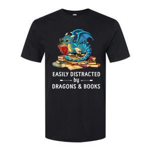 Easily Distracted By Dragons And Books Nerd Dragon Softstyle CVC T-Shirt