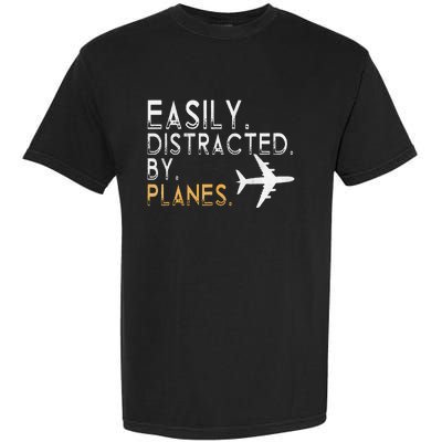 Easily Distracted By Airplanes Men Women Aviation Garment-Dyed Heavyweight T-Shirt