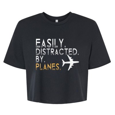 Easily Distracted By Airplanes Men Women Aviation Bella+Canvas Jersey Crop Tee