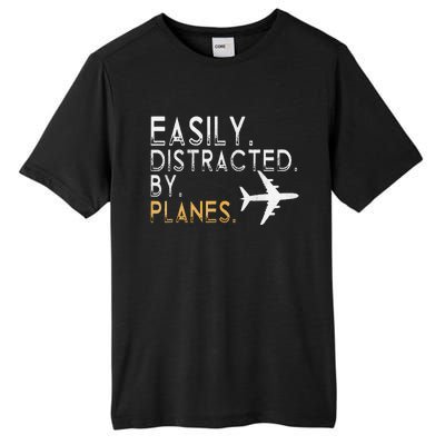 Easily Distracted By Airplanes Men Women Aviation Tall Fusion ChromaSoft Performance T-Shirt