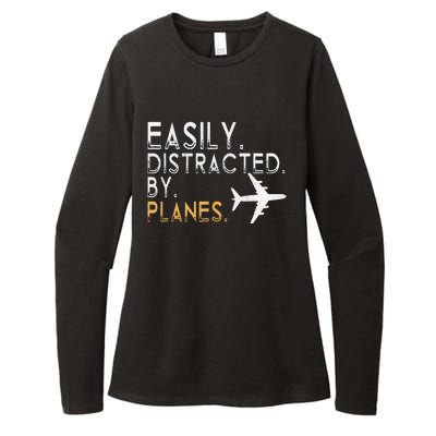 Easily Distracted By Airplanes Men Women Aviation Womens CVC Long Sleeve Shirt