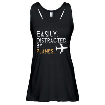 Easily Distracted By Airplanes Men Women Aviation Ladies Essential Flowy Tank