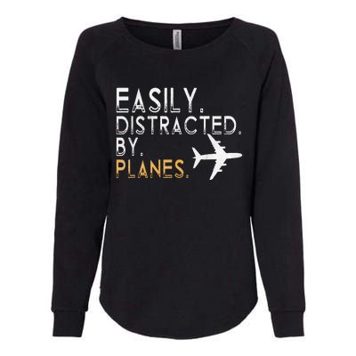 Easily Distracted By Airplanes Men Women Aviation Womens California Wash Sweatshirt