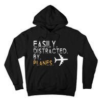 Easily Distracted By Airplanes Men Women Aviation Tall Hoodie