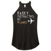 Easily Distracted By Airplanes Men Women Aviation Women’s Perfect Tri Rocker Tank