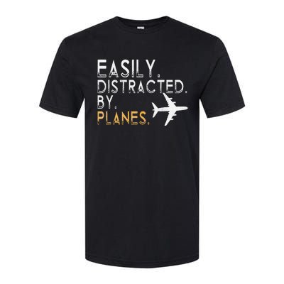 Easily Distracted By Airplanes Men Women Aviation Softstyle® CVC T-Shirt