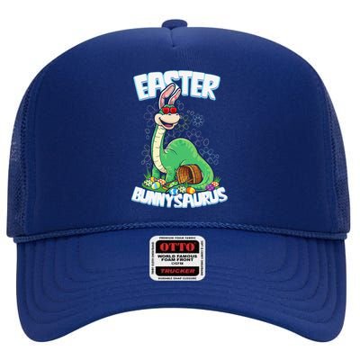 Easter Dinosaur Bunny Egg Hunt Brontosaurus High Crown Mesh Back Trucker Hat