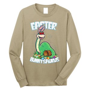 Easter Dinosaur Bunny Egg Hunt Brontosaurus Long Sleeve Shirt