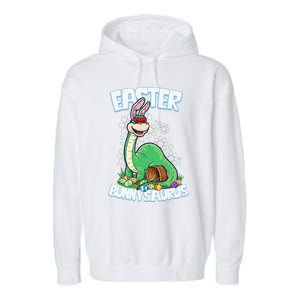 Easter Dinosaur Bunny Egg Hunt Brontosaurus Garment-Dyed Fleece Hoodie