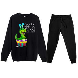 Easter Dinosaur Bunny T Rex Eggs Cellent Funny Premium Crewneck Sweatsuit Set