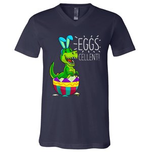 Easter Dinosaur Bunny T Rex Eggs Cellent Funny V-Neck T-Shirt