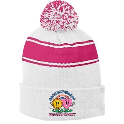 Each Day Brings Endless Agony Stripe Pom Pom Beanie